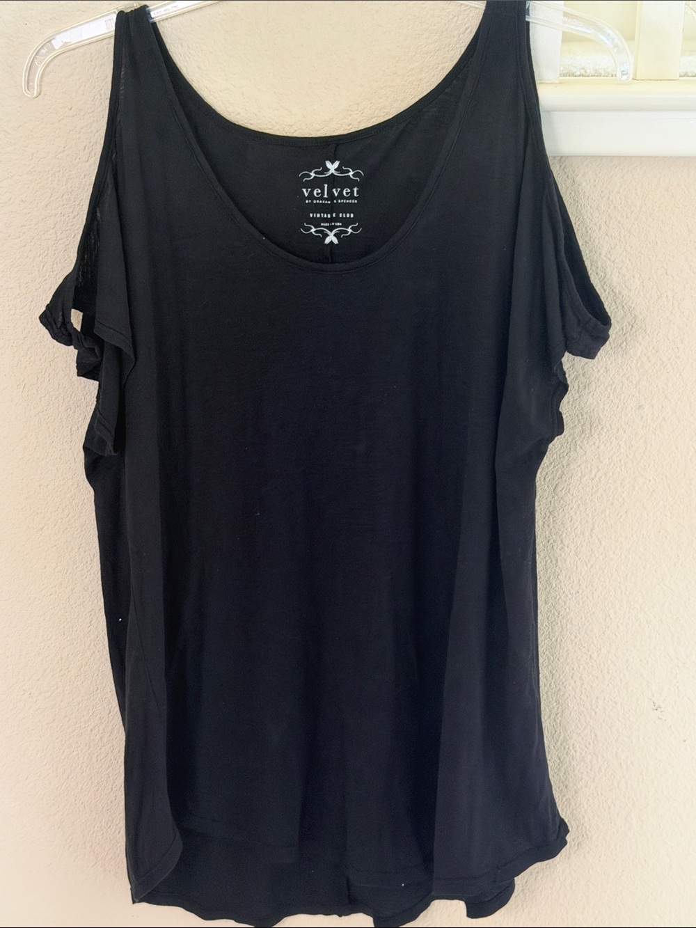 Velvet by Graham and Spencer Black Cold-Shoulder Tank Top